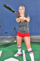 Memphis Monroe practices her swing